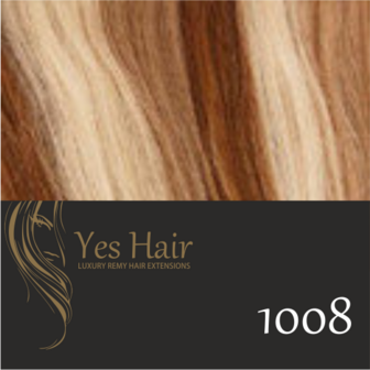 Yes Hair Extensions 52 cm NS kleur 1008 As Bruin + Blonde highlights + Warm blonde highlights